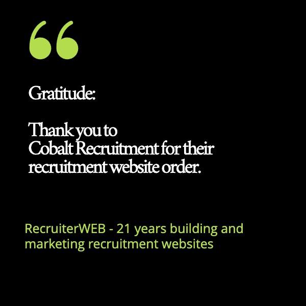 Gratitude: Thank you to  Cobalt Recruitment